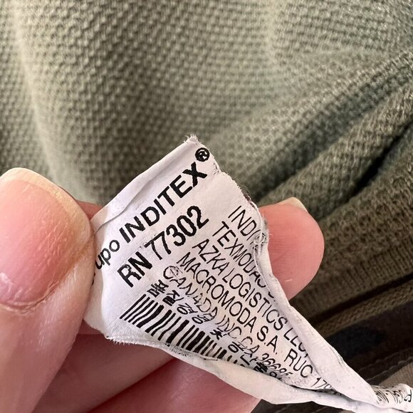 Zara Shirt Womens Size Medium Olive Green Camouflage Thermal Waffle Knit Neutral - Picture 14 of 16